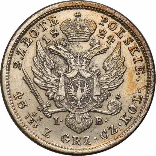 Reverso 2 eslotis 1824 IB "Cabeza pequeña" - valor de la moneda de plata - Polonia, Zarato de Polonia
