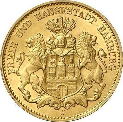 Anverso 10 marcos 1876 J "Hamburg" - valor de la moneda de oro - Alemania, Imperio alemán
