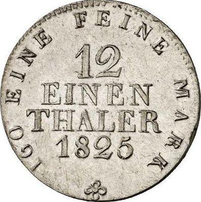 Rewers monety - 1/12 Thaler 1825 S - cena srebrnej monety - Saksonia-Albertyna, Fryderyk August I