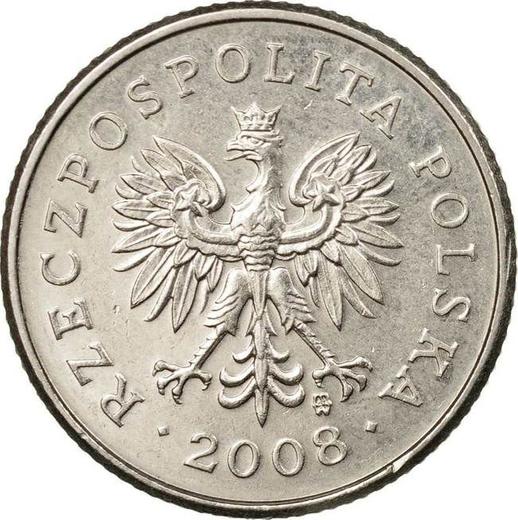 Anverso 20 groszy 2008 MW - valor de la moneda  - Polonia, República moderna
