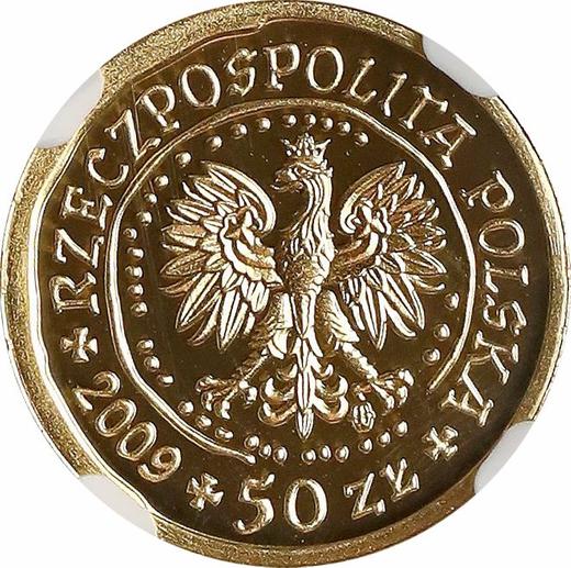 Anverso 50 eslotis 2009 MW NR "Pigargo europeo" - valor de la moneda de oro - Polonia, República moderna