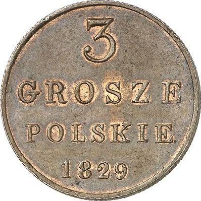 Реверс монеты - 3 гроша 1829 года FH Новодел - цена  монеты - Польша, Царство Польское