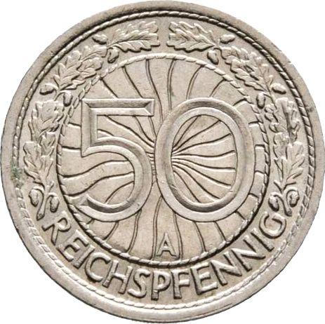 Реверс монеты - 50 рейхспфеннигов 1936 года A - цена  монеты - Германия, Bеймарская республика