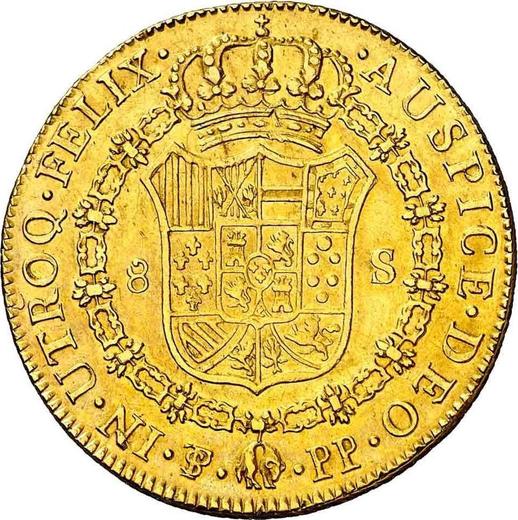 Rewers monety - 8 escudo 1801 PTS PP - cena złotej monety - Boliwia, Karol IV