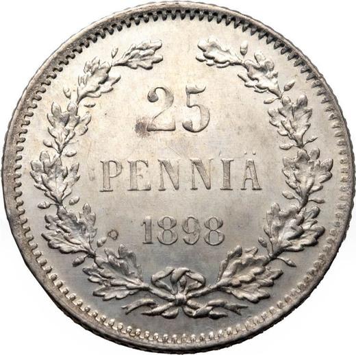 Rewers monety - 25 penni 1898 L - cena srebrnej monety - Finlandia, Wielkie Księstwo