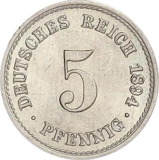 Anverso 5 Pfennige 1894 A "Tipo 1890-1915" - valor de la moneda  - Alemania, Imperio alemán