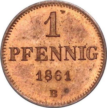 Реверс монеты - 1 пфенниг 1861 года B - цена  монеты - Саксония-Альбертина, Иоганн