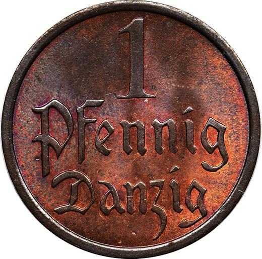Реверс монеты - 1 пфенниг 1937 года - цена  монеты - Польша, Вольный город Данциг