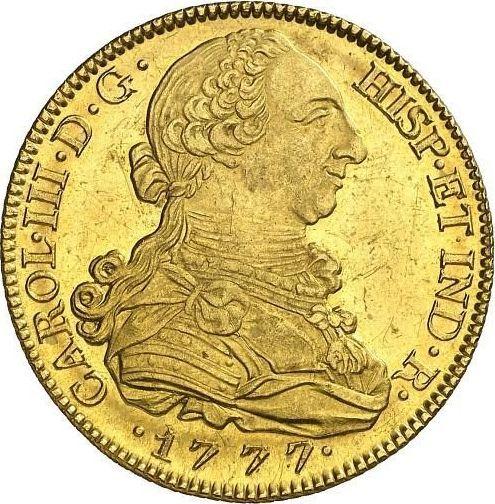 Awers monety - 8 escudo 1777 M PJ - cena złotej monety - Hiszpania, Karol III