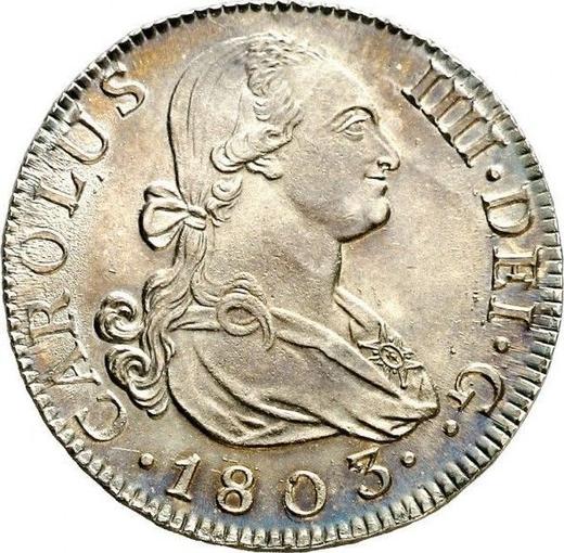 Avers 2 Reales 1803 M FA - Silbermünze Wert - Spanien, Karl IV
