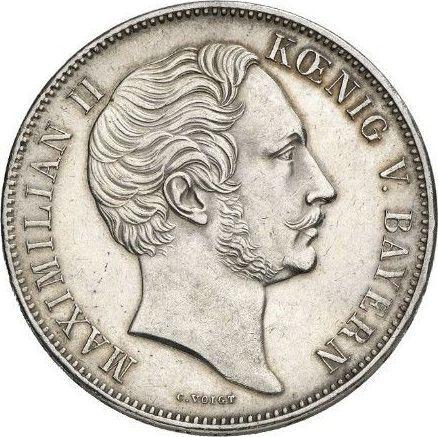 Аверс монеты - 2 талера 1852 года - цена серебряной монеты - Бавария, Максимилиан II
