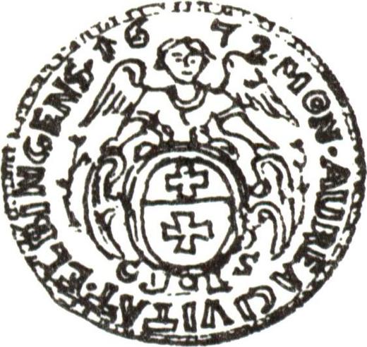 Reverso Ducado 1672 CS "Elbląg" - valor de la moneda de oro - Polonia, Miguel Korybut