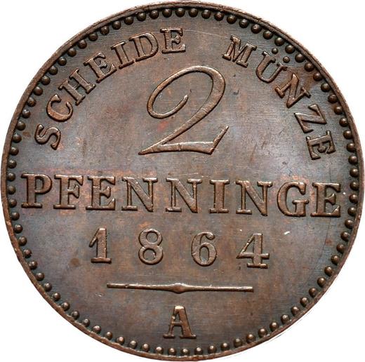 Реверс монеты - 2 пфеннига 1864 года A - цена  монеты - Пруссия, Вильгельм I