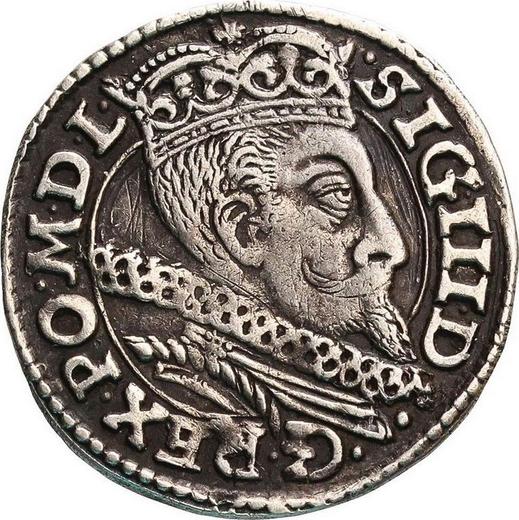 Awers monety - Trojak 1601 P "Mennica poznańska" Obwódka przy popiersiu - cena srebrnej monety - Polska, Zygmunt III