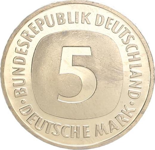 Anverso 5 marcos 1989 D - valor de la moneda  - Alemania, RFA