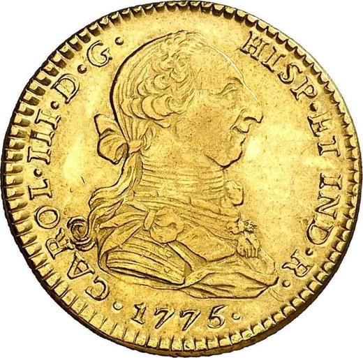 Аверс монеты - 2 эскудо 1775 года Mo FM - цена золотой монеты - Мексика, Карл III