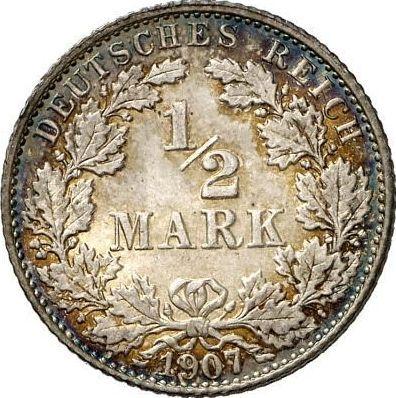 Obverse 1/2 Mark 1907 J "Type 1905-1919" - Silver Coin Value - Germany, German Empire