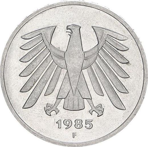 Reverso 5 marcos 1985 F - valor de la moneda  - Alemania, RFA