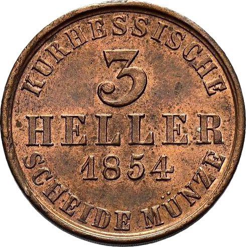 Reverso 3 Heller 1854 - valor de la moneda  - Hesse-Cassel, Federico Guillermo