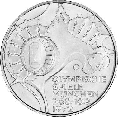 Awers monety - 10 marek 1972 D "XX Letnie Igrzyska Olimpijskie" - cena srebrnej monety - Niemcy, RFN