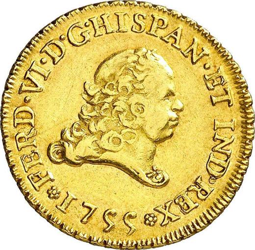 Аверс монеты - 2 эскудо 1755 года Mo MM - цена золотой монеты - Мексика, Фердинанд VI