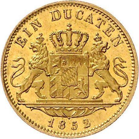 Rewers monety - Dukat 1852 - cena złotej monety - Bawaria, Maksymilian II