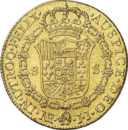 Реверс монеты - 8 эскудо 1798 года NR JJ - цена золотой монеты - Колумбия, Карл IV