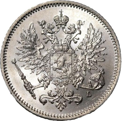 Аверс монеты - 25 пенни 1908 года L - цена серебряной монеты - Финляндия, Великое княжество