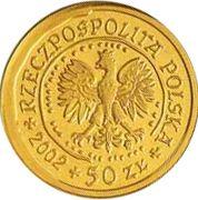 Anverso 50 eslotis 2002 MW NR "Pigargo europeo" - valor de la moneda de oro - Polonia, República moderna