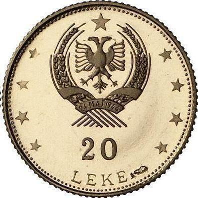 Reverso 20 Leke 1968 Cornucopia - valor de la moneda de oro - Albania, República Popular
