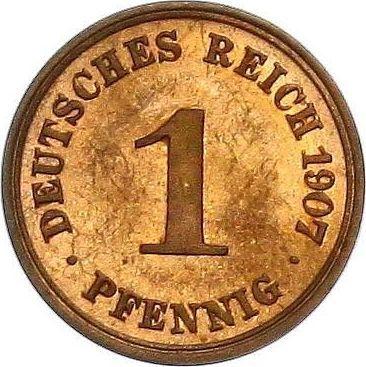 Аверс монеты - 1 пфенниг 1907 года F "Тип 1890-1916" - цена  монеты - Германия, Германская Империя