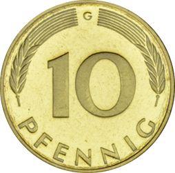 Anverso 10 Pfennige 1971 G - valor de la moneda  - Alemania, RFA