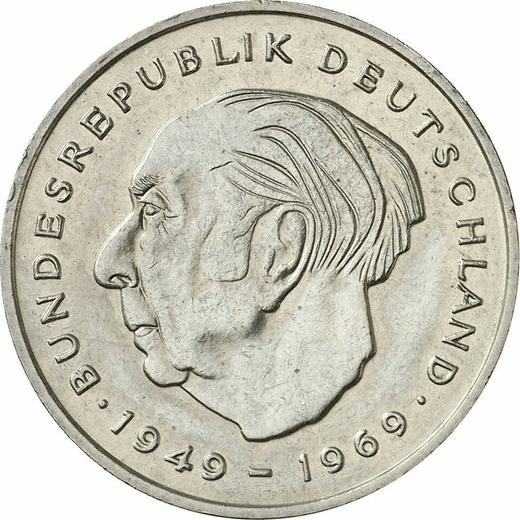 Аверс монеты - 2 марки 1974 года D "Теодор Хойс" - цена  монеты - Германия, ФРГ