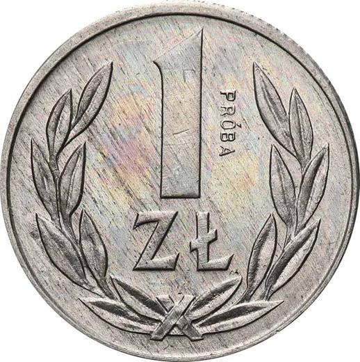 Реверс монеты - Пробный 1 злотый 1989 года MW Алюминий - цена  монеты - Польша, Народная Республика