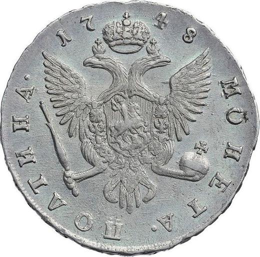 Reverso Poltina (1/2 rublo) 1748 СПБ "Retrato busto" - valor de la moneda de plata - Rusia, Isabel I