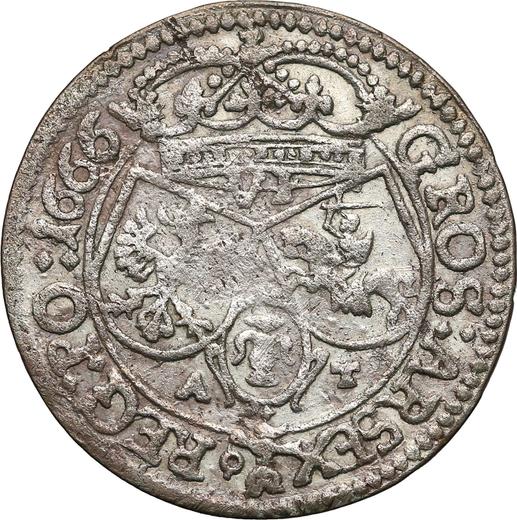 Rewers monety - Szóstak 1666 AT "Popiersie z obwódką" - cena srebrnej monety - Polska, Jan II Kazimierz