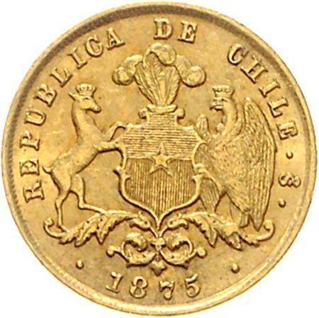 Аверс монеты - 2 песо 1875 года So - цена золотой монеты - Чили, Республика