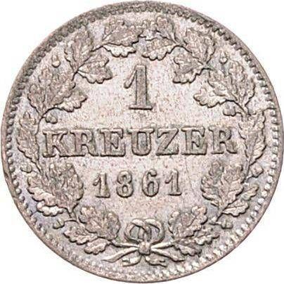 Реверс монеты - 1 крейцер 1861 года - цена серебряной монеты - Бавария, Максимилиан II