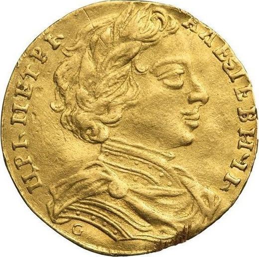 Anverso 1 chervonetz (10 rublos) 1712 D-L G Cabeza grande - valor de la moneda de oro - Rusia, Pedro I