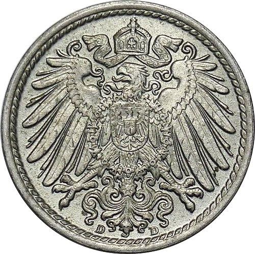 Rewers monety - 5 fenigów 1914 D "Typ 1890-1915" - cena  monety - Niemcy, Cesarstwo Niemieckie