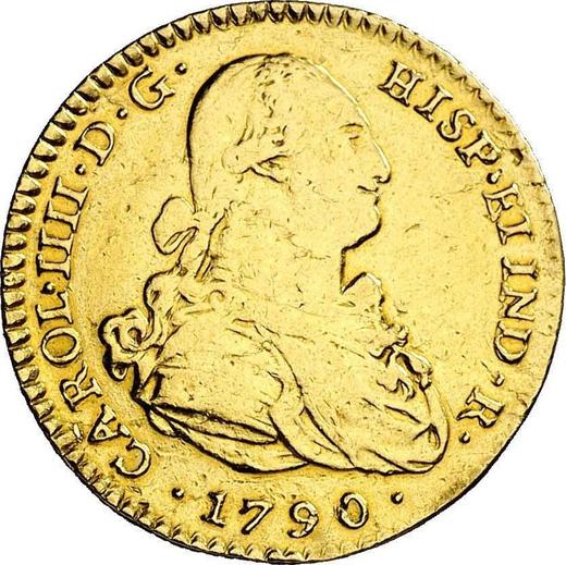 Obverse 2 Escudos 1790 S C - Gold Coin Value - Spain, Charles IV