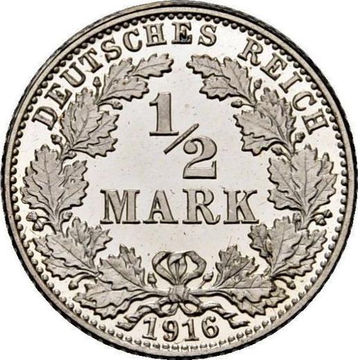 Obverse 1/2 Mark 1916 J "Type 1905-1919" - Silver Coin Value - Germany, German Empire