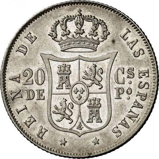 Reverso 25 centavos 1864 - valor de la moneda de plata - Filipinas, Isabel II