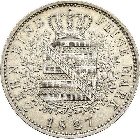 Реверс монеты - Талер 1827 года S - цена серебряной монеты - Саксония-Альбертина, Антон