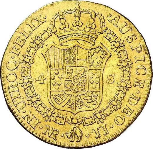 Реверс монеты - 4 эскудо 1775 года NR JJ - цена золотой монеты - Колумбия, Карл III