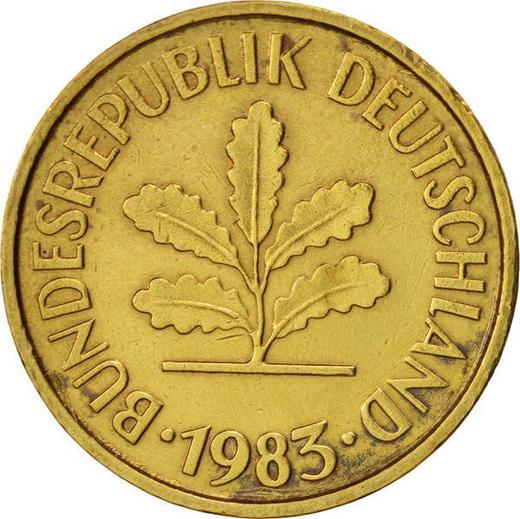 Реверс монеты - 5 пфеннигов 1983 года F - цена  монеты - Германия, ФРГ