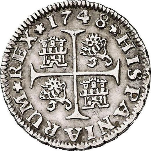 Реверс монеты - 1/2 реала 1748 года S PJ - цена серебряной монеты - Испания, Фердинанд VI
