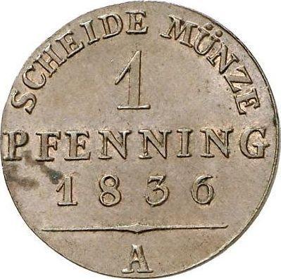 Реверс монеты - 1 пфенниг 1836 года A - цена  монеты - Пруссия, Фридрих Вильгельм III