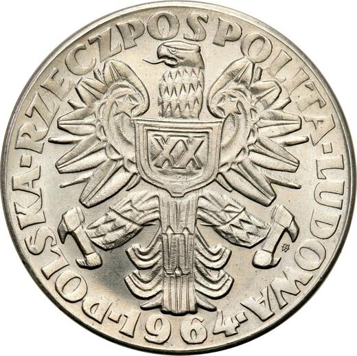 Аверс монеты - Пробные 20 злотых 1964 года MW WK "Женщина с колосьями" Никель - цена  монеты - Польша, Народная Республика