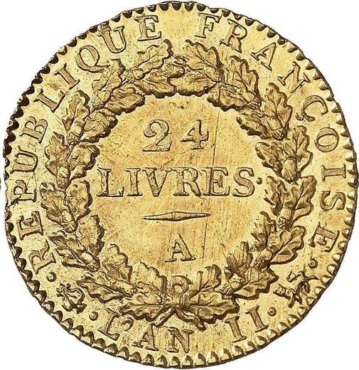 Rewers monety - 24 liwrów AN II (1793) A Paryż - Francja, I Republika